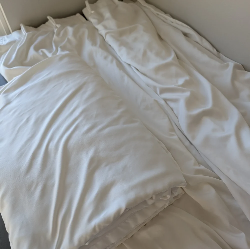 Cindy Crawford Style White Satin Boho Curtain Pleated Rod Pocket Size  84
